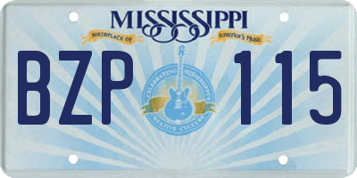 MS license plate BZP115