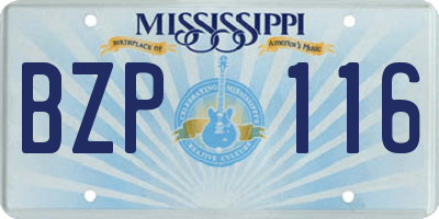 MS license plate BZP116