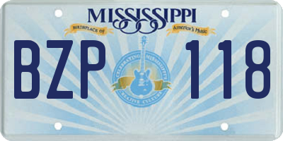 MS license plate BZP118