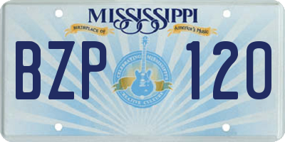 MS license plate BZP120