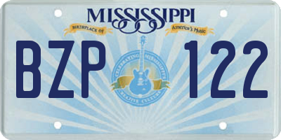 MS license plate BZP122