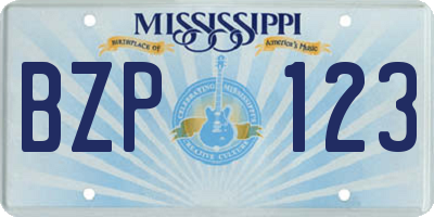 MS license plate BZP123