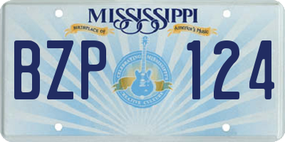 MS license plate BZP124