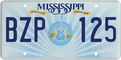 MS license plate BZP125