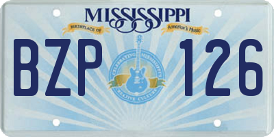 MS license plate BZP126