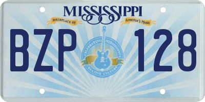 MS license plate BZP128