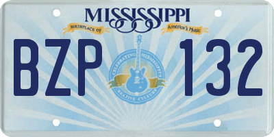 MS license plate BZP132
