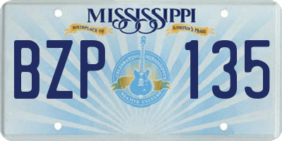 MS license plate BZP135