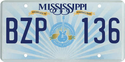 MS license plate BZP136