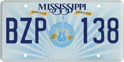 MS license plate BZP138