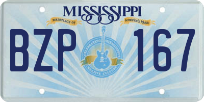 MS license plate BZP167