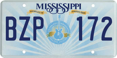 MS license plate BZP172