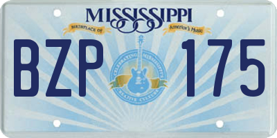 MS license plate BZP175