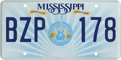MS license plate BZP178