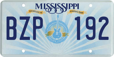 MS license plate BZP192