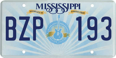 MS license plate BZP193