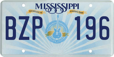 MS license plate BZP196