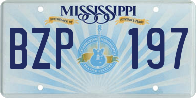 MS license plate BZP197