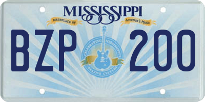 MS license plate BZP200