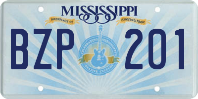 MS license plate BZP201