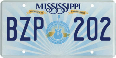 MS license plate BZP202
