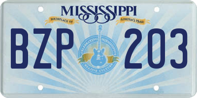 MS license plate BZP203