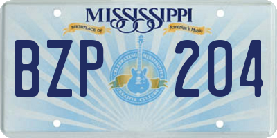 MS license plate BZP204