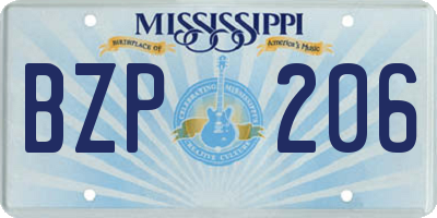 MS license plate BZP206