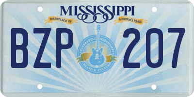 MS license plate BZP207