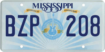 MS license plate BZP208