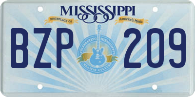 MS license plate BZP209
