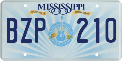 MS license plate BZP210