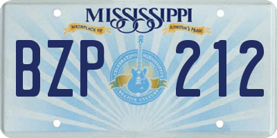 MS license plate BZP212