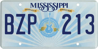 MS license plate BZP213