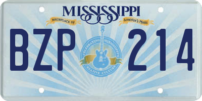 MS license plate BZP214