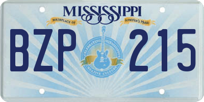 MS license plate BZP215