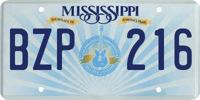 MS license plate BZP216