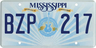 MS license plate BZP217