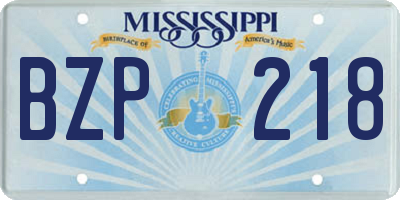 MS license plate BZP218