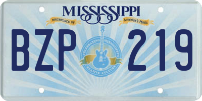MS license plate BZP219
