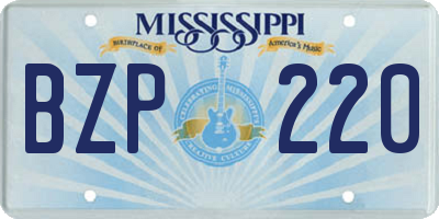 MS license plate BZP220