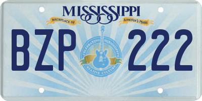 MS license plate BZP222