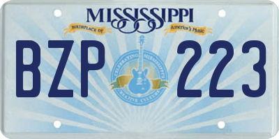 MS license plate BZP223