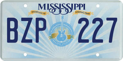 MS license plate BZP227