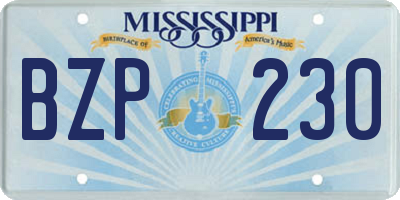 MS license plate BZP230