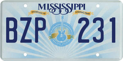 MS license plate BZP231
