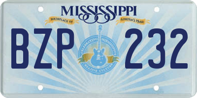 MS license plate BZP232