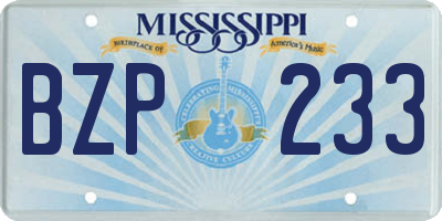 MS license plate BZP233