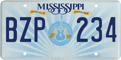 MS license plate BZP234