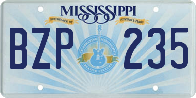 MS license plate BZP235